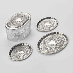 Set de masa-platouri si bomboniera,din argint 925-Spania cca 1970